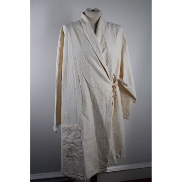 Wol Hide Jackets & Blazers - NWT Wol Hide M Natural Tie Twill Trench Organic Cotton Wrap Coat Jacket USA